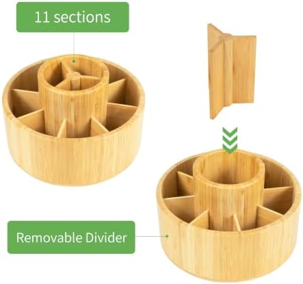Utoplike Large Bamboo Rotating Pencil Holder, 360° Colored Pen Organizer