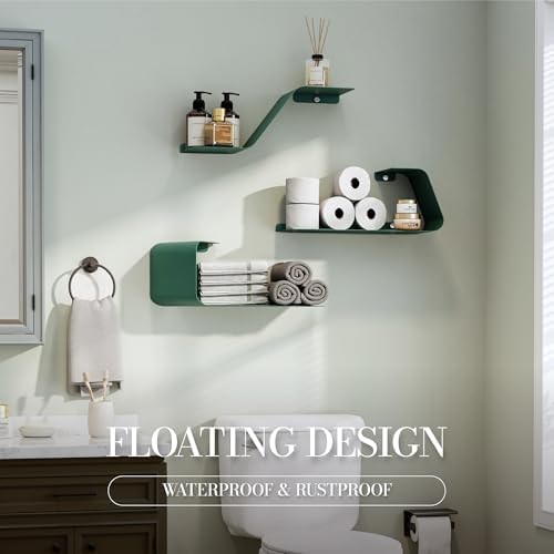 Floating Shelves, Wall Shelf, Set of 3 Mounted Metal Shelves with Unique Design for Wall Storage, Book Shelf, Display Sh