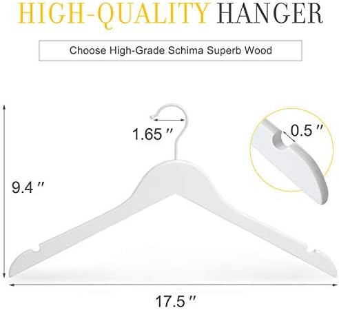 TOPIA HANGER Bride Hanger for Wedding Dress, Premium White Wooden Hangers, 360° Swivel White Hook, Smooth Finish, Extra Smoothly Cut Notches, 10 Pack-CT06W