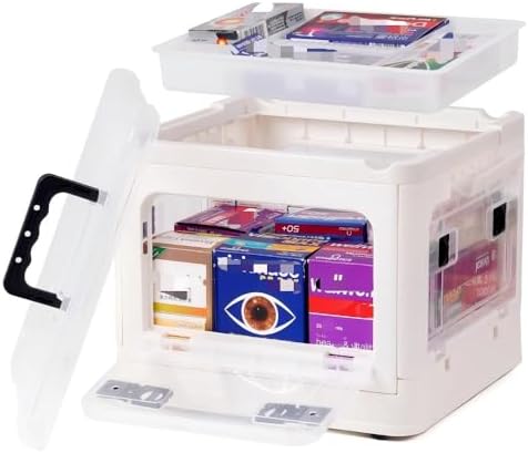 2-Tier Medicine Organizer - 22qt Plastic Foldable Storage Box with Handle
