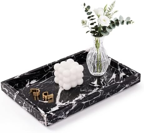 Marble Bathroom Tray for Countertop & Home Decor, Natural Decorative Marble Tray for Jewelry & Perfume Organizer, Luxury