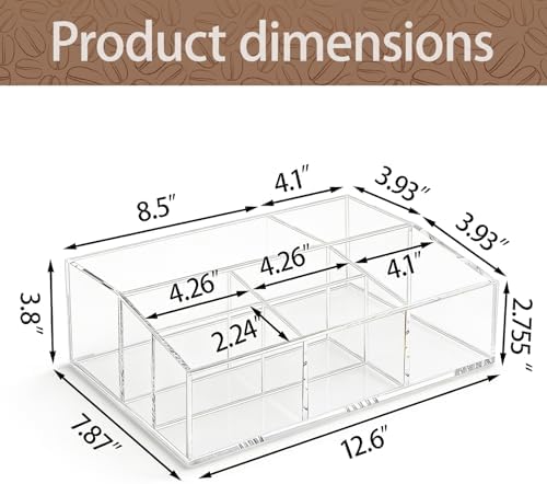 Coffee Bar Accessories, Acrylic Coffee Station Organizer Storage Box