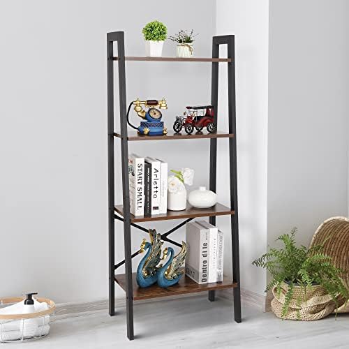ZENY 4-Tier Bookshelf, Ladder Bookcase, Multifunctional Ladder-Shaped Plant Flower Stand Rack Bookrack Storage Shelves (