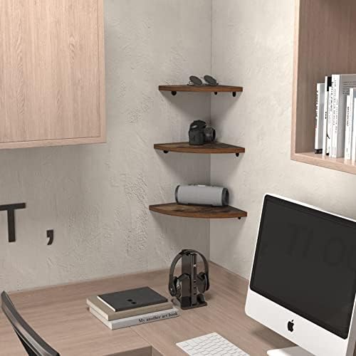HORLIMER 6 Pack Wall Mount Floating Corner Shelf for Bedroom, Living Room