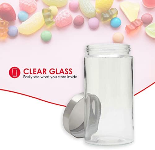 Home Basics Large 54 oz. Round Glass Canister Jar Container Fresh Sealed with Air-Tight Stainless-Steel Twist Top Lid fo