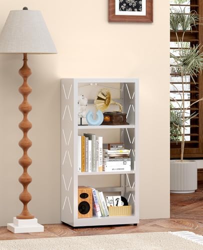 3-Tier Metal Bookshelf, Small Bookcase with Adjustable Shelves