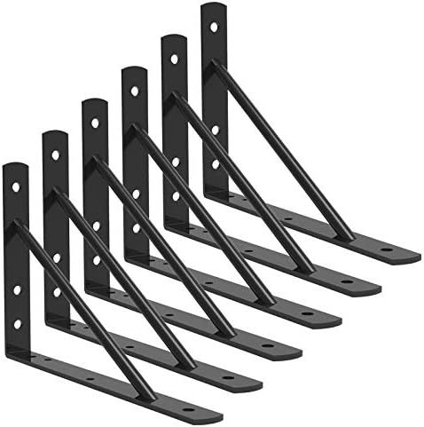 Shelf Brackets 12 Inch Heavy Duty Metal Shelf Holders, Industrial Rustic Farmhouse Iron Floating Shelf Bracket for Open 