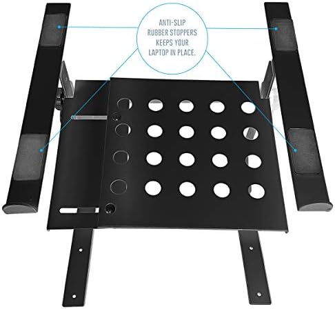 AxcessAbles Two-Tier Adjustable DJ Stand with Clamps | for DJ Controllers, Music Mixers, Laptops up to 20lbs.| DJ Contro