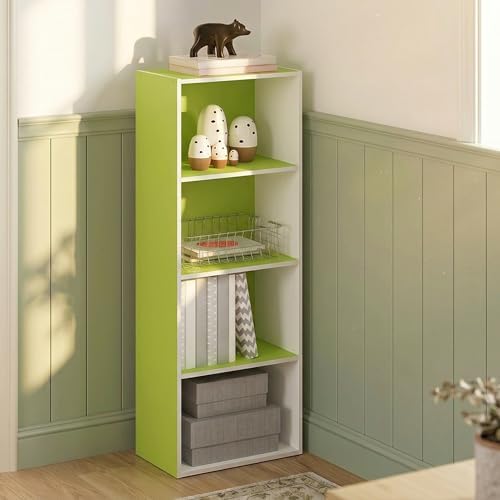 4-Tier Bookshelf, Cube Bookcase, Book Shelf, Cube Storage Organizer with Open Shelf, 9.3 x 15.6 x 41.7, for Home Office,