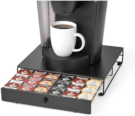 Nifty Coffee Pod Drawer – Compatible with K-Cups, 36 Pod Pack Holder, Non-Rolling, Compact Under Coffee Pot Storage Slid