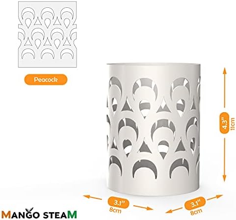 Mango Steam Metal Pen Holder, Stand for Desk - Pencil Cup Organizer for Office, Classroom, Home (Peacock, White)