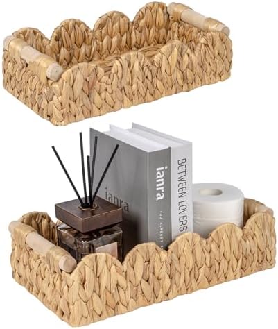 Kriitools Scalloped Toilet Paper Storage Basket, Farmhouse Home Decor