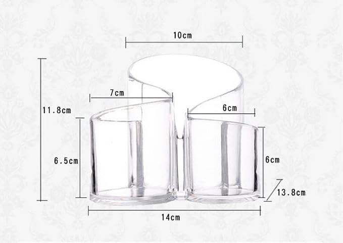 Acrylic Makeup Organizer Cosmetic Storage Display Case Makeup Brush Cotton Ball Pads Swab Q-tip Holder Lipstick Dispenser Canister Bathroom Container (5.5x5.3x4.6in, 3 Partitions, Clear)