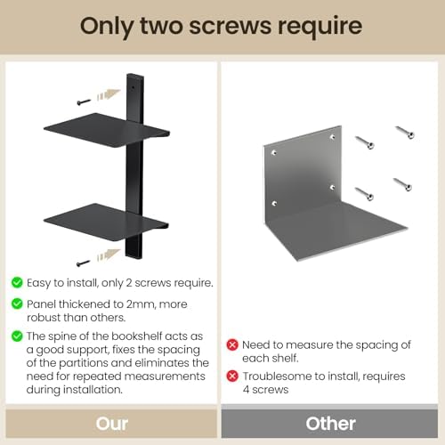 Floating Book Shelves for Wall, 6 Tier Invisible Floating Bookshelf, Vertical Spine Book Tower, Wall Mounted & Space Sav