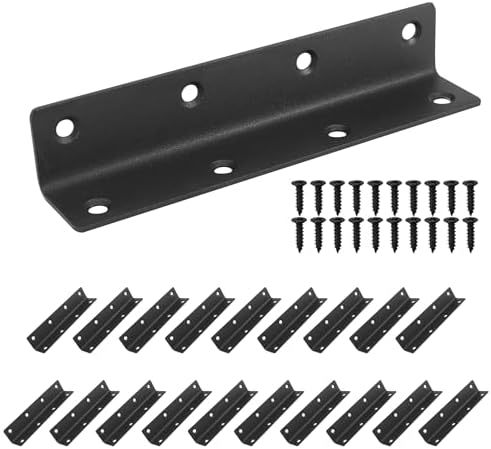 L Bracket, Heavy Duty Corner Brace, 20 Pack 5.51" Metal Shelf Bracket Angle Bracket for Shelves, Black Metal Braces for 