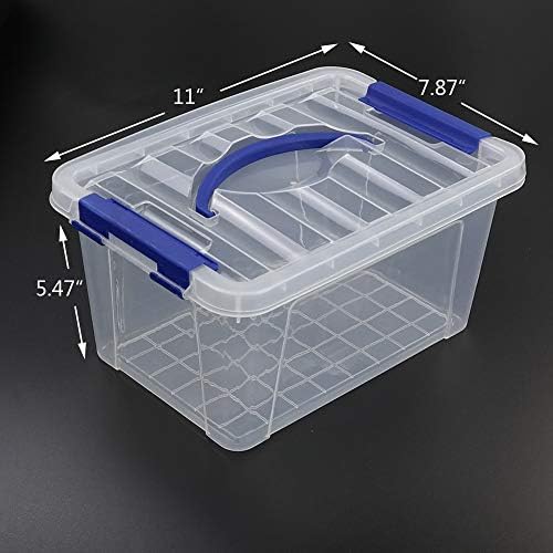 6 L Plastic Storage Box, Clear Boxes with Handles Set of 6