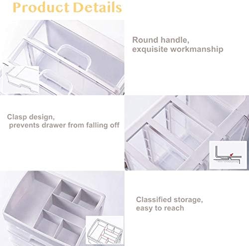 Makeup Organizer with 3 Drawers, Bathroom Vanity Countertop Storage for Cosmetics, Brushes, Lotion, Nail Lipstick and Je