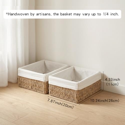 Wicker Baskets Paper Rope ，woven Baskets for shelves，2-Pack