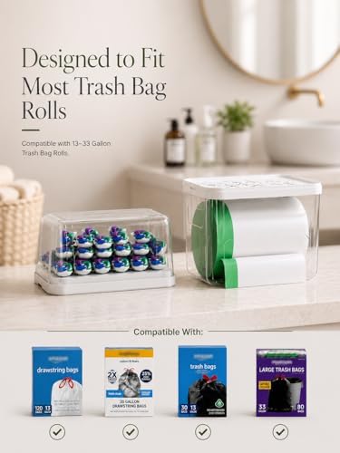 Trash Bag Dispenser Dishwasher Pods Organizer, Clear Acrylic Garbage Bag Holder Under Sink Organizer, Laundry Pods Conta