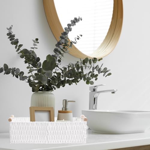 Boao 3 Pcs Boho Storage Wicker Baskets Handmade Woven Decorative Paper Rope Baskets for Organizing with Handle Counterto