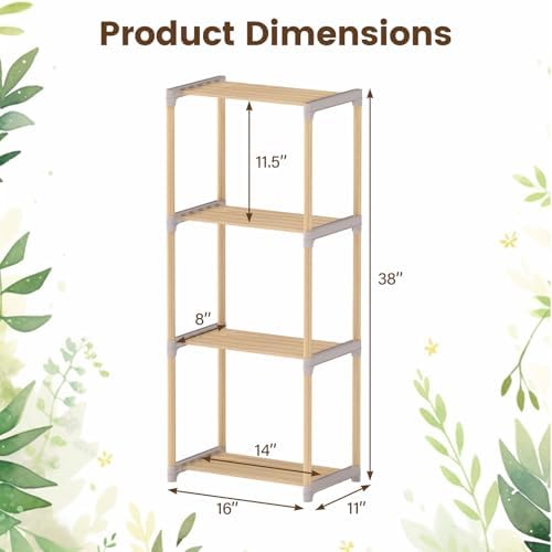 Tangkula 5-Tier Solid Wood Bookshelf, Pine Wood Bookcase with Open Shelves, Floor Standing Storage Organizer, Multi-Func