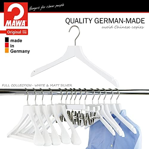 MAWA by Reston Lloyd, European Wooden Hanger, Beech Wood Straight Hanger with Shoulder Notches, Rotating Chrome Hook, Wh