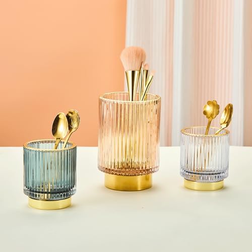 Makeup Brush Holder Organizer,Toothbrush Holders,Desk Pen Pencil Holder,Multifunctional Vintage Glass Brush Cup(A3-27-US