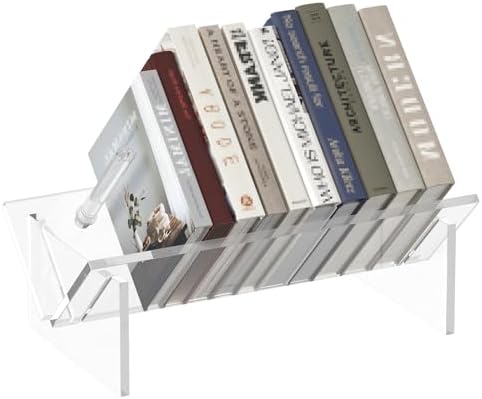 Sumerflos Acrylic Desktop Bookcase, Book Storage Organizer Bookshelves, Clear Mordern Tabletop Storage Rack for Office H