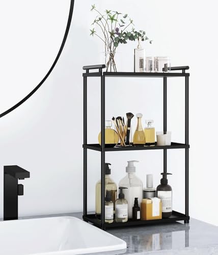 VOTZAAQ 3 Tier Bathroom Organizer Countertop, Stainless Steel Perfume Tray and Vanity Countertop Shelf, Makeup Skin Care