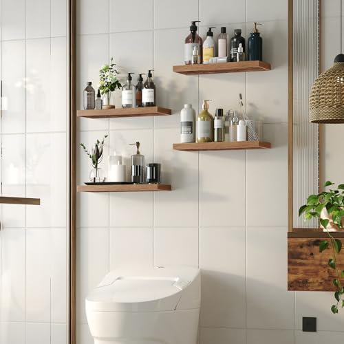 HOOBRO Floating Shelves for Wall, Wall Mounted Shelf Set of 2, 23.6" Hanging Shelf with Invisible Brackets, for Wall Dec