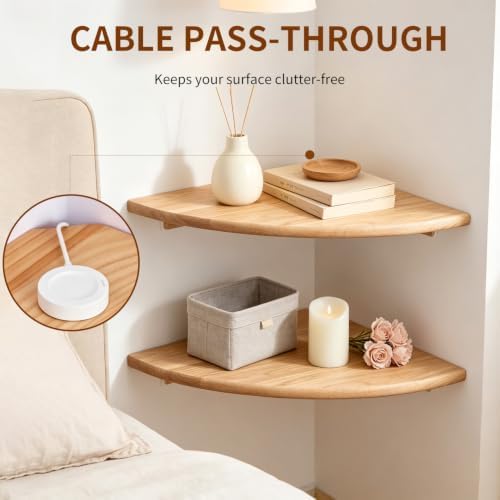 Corner Floating Shelves Set of 2, 9 Inch Solid Wood