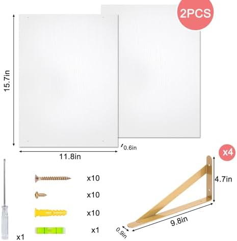 Fixwal 2pcs 11.8 in Deep Floating Shelves for Wall (White, 15.7" L)