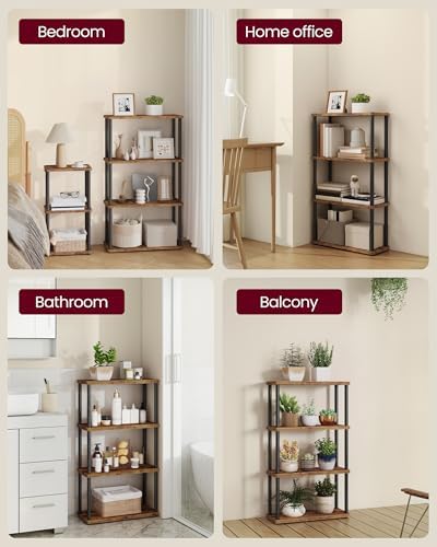 VASAGLE 4-Tier Shelf, Storage Shelves, Bookcase with Shelves, Living Room