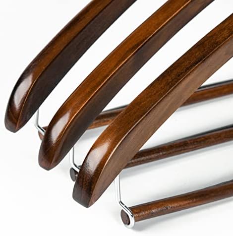 Quality Hangers Wooden Hangers Beautiful Sturdy Suit Coat Hangers with Locking Bar Retro Finish (60)