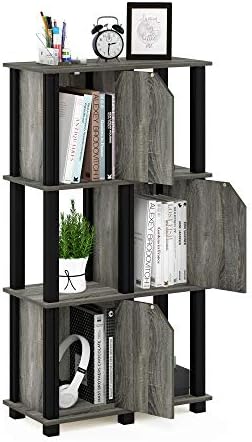 FURINNO Brahms Storage Shelf, 4-Tier, French Oak Grey/Black