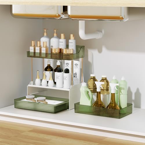 Bathroom Countertop Organizer with 2-Drawer, 3 Tier Makeup Organizer for Vanity, Large Multi-Purpose Makeup Skin Care Or