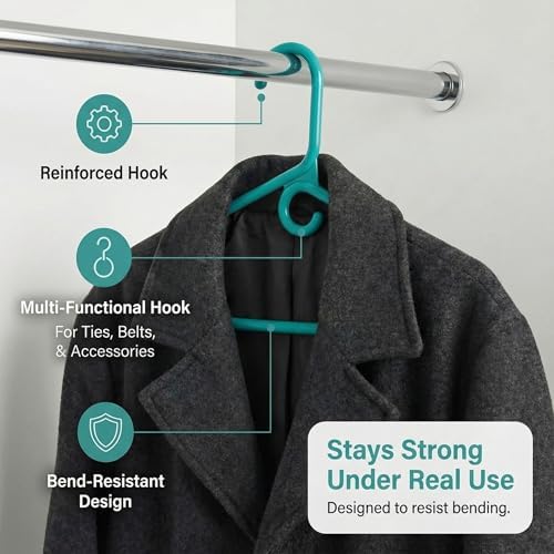 DEILSY™ Heavy Duty Plastic Hangers 10 Pack Thick Aqua Heavy Duty Hangers