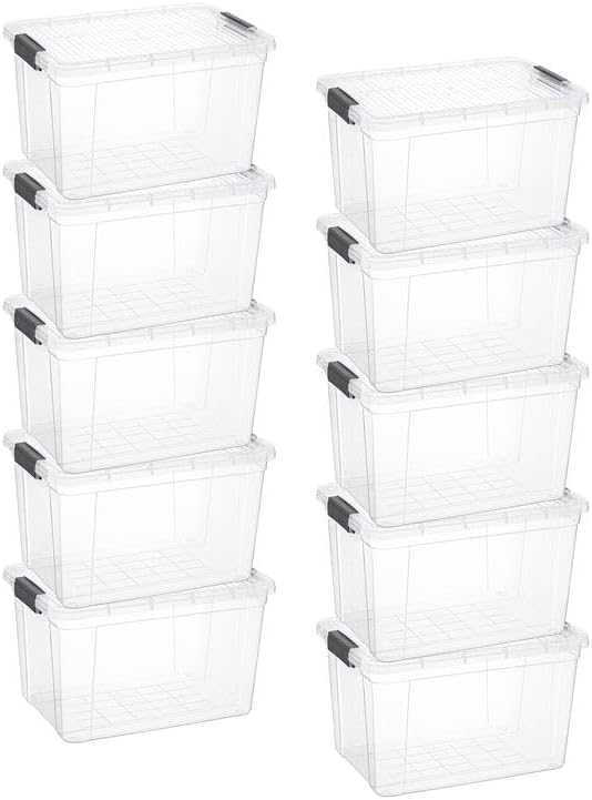 Superio 14.7 Quart Clear Plastic Storage Boxes with Lids, Stackable Organizer Containers, BPA-Free Storage Bins for Home