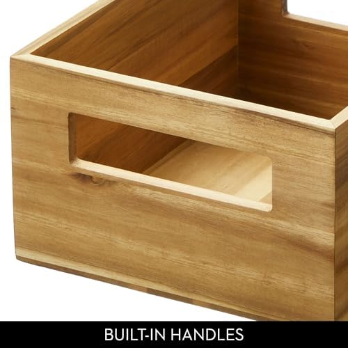 iDesign Acacia Wood Pantry Storage Bin with Handles - Set of 2