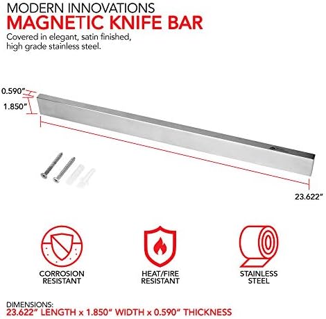 Modern Innovations Magnetic Knife Holder for Wall and Fridge - 24" Knife Magnetic Strip, Magnet Kitchen Knife Holder and