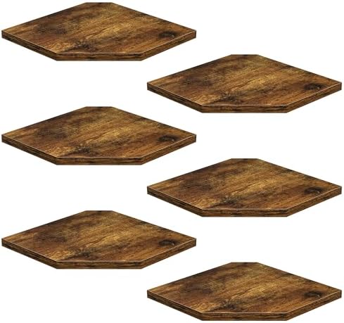 Fun Memories Corner Shelf Wall Mount, Floating Corner Shelves, Set of 6 Corner Wall Shelf Organizer, Rustic Wood Wall St