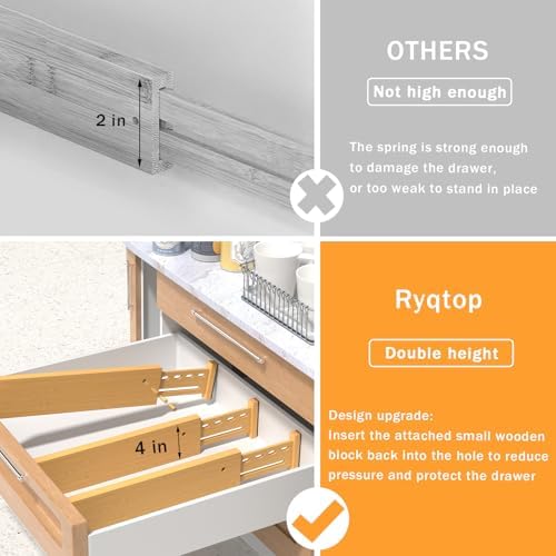 Bamboo Drawer Dividers, 4" High Drawer Organizers for Clothes/Utensils