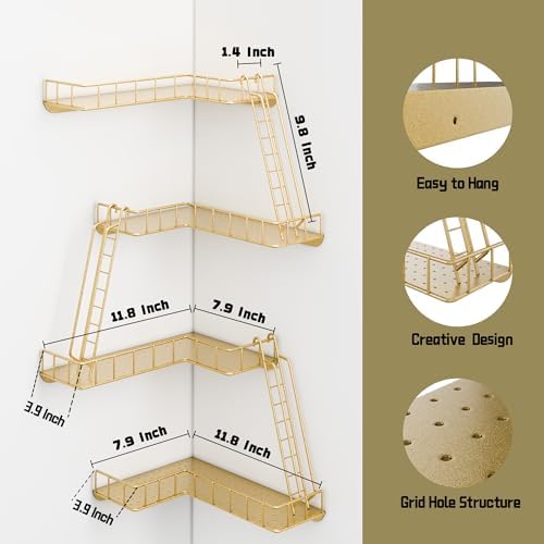 Fire Escape Wall Shelf - Modern City Style 4-Tier Corner Wall Shelves, Easy to Install Metal Ladder Shelf for Figures, N