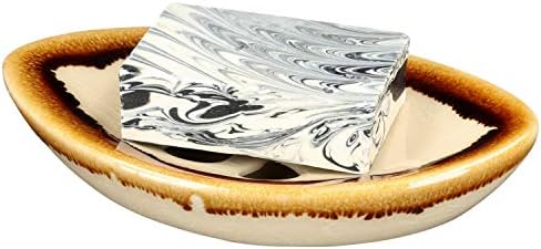 Ceramic Soap Dish with Self Draining Tray for Bar Soap, Bathroom, Kitchen (Ivory No.2)