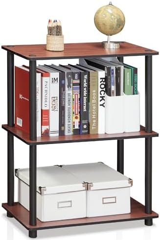 Furinno TURN-N-TUBE Storage Shelves, 3-Tier Book Shelf, Corner Shelf, Toolless Open Shelves, for Organization and Storag