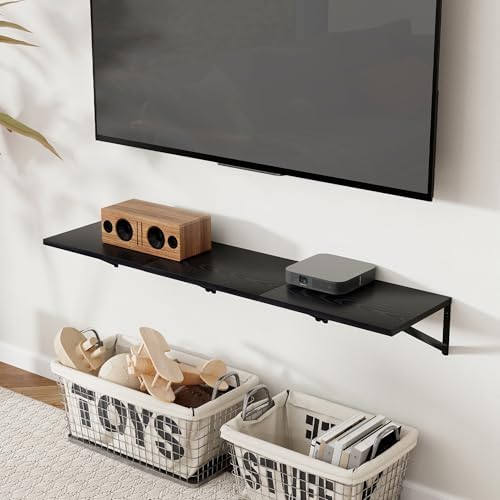 Axeman Deep Floating Shelves for Wall, 16W x 12D Black Floating Shelves Set of 2, 12 Inch Deep Large Wall Mounted Shelve