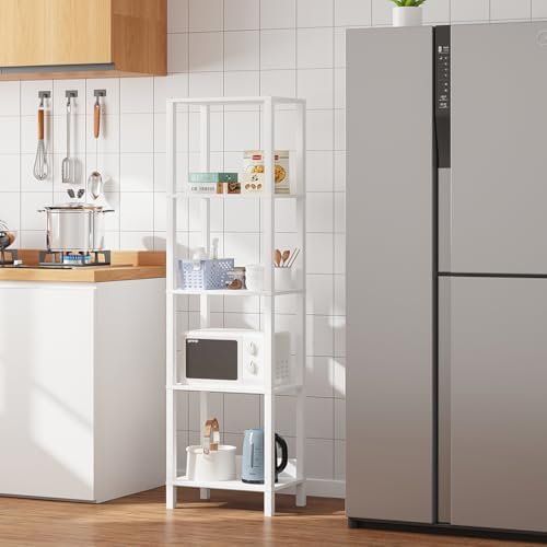 VIMBER 5-Tier Bookshelf with Anti-Fall Baffle, Tall Bookcase for Books, Garage Kit, CDs, Movies, Industrial Standing Boo