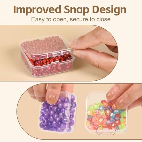 Bead Organizer Box, 62 Pcs Clear Bead Storage Containers, Craft Organizers and Storage with Hinged Lids and Labels, Smal