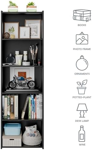 SUPER DEAL 5-Tier Bookcase and Bookshelf, Open Storage Shelves Narrow Tall Freestanding Cube Display Shelf for Bedroom H