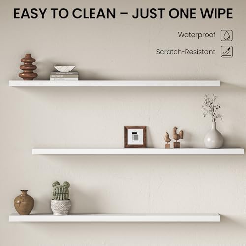 Fun Memories Floating Shelves for Wall 72 Inch, Set of 2 – Wall-Mounted Storage & Display Shelf with Invisible Bracket, 